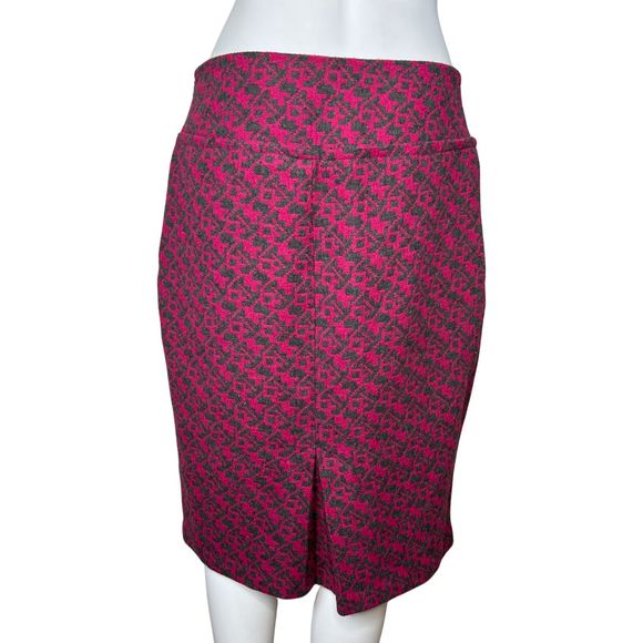 Eva Franco Womens 10 Pink Gray Geometric‎ Pencil Skirt Wool Pleated Front Preppy - Picture 4 of 7